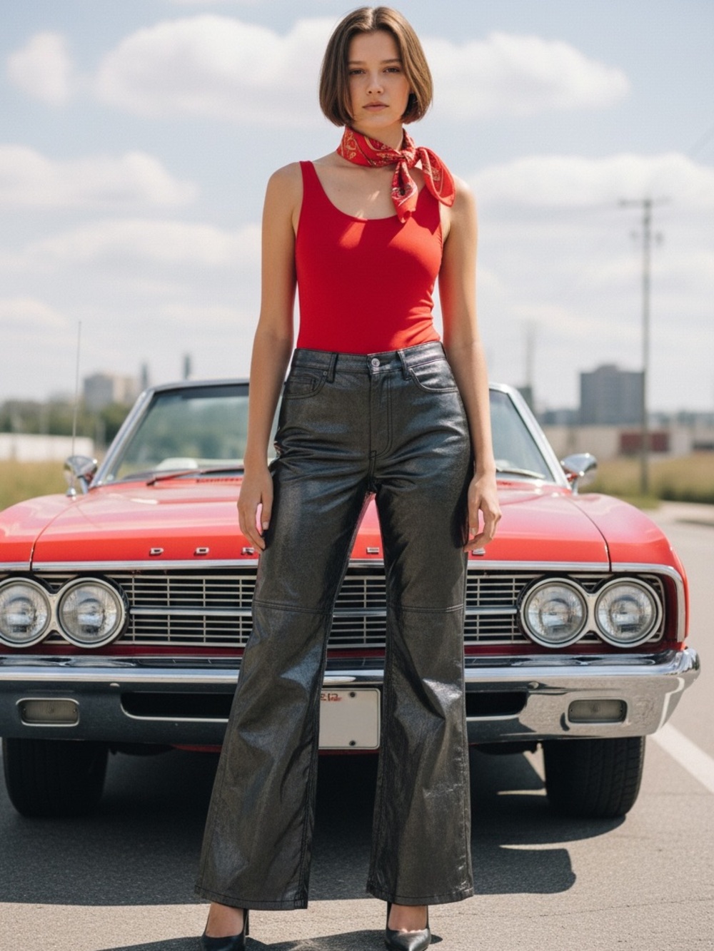 rag & bone Black Wide-Leg shiny coated jeans